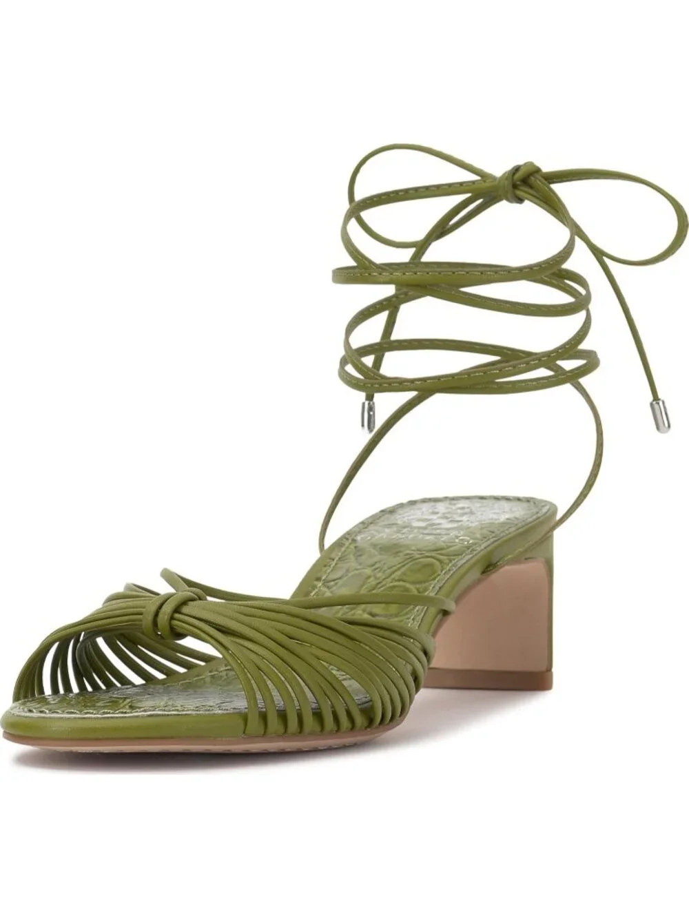 Vince Camuto Women's Lizard Green Lory Ankle Wrap Kitten Heels Sandals Slip On